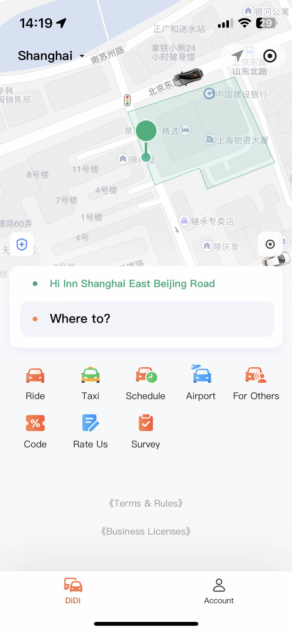 đặt xe công nghê wechat
